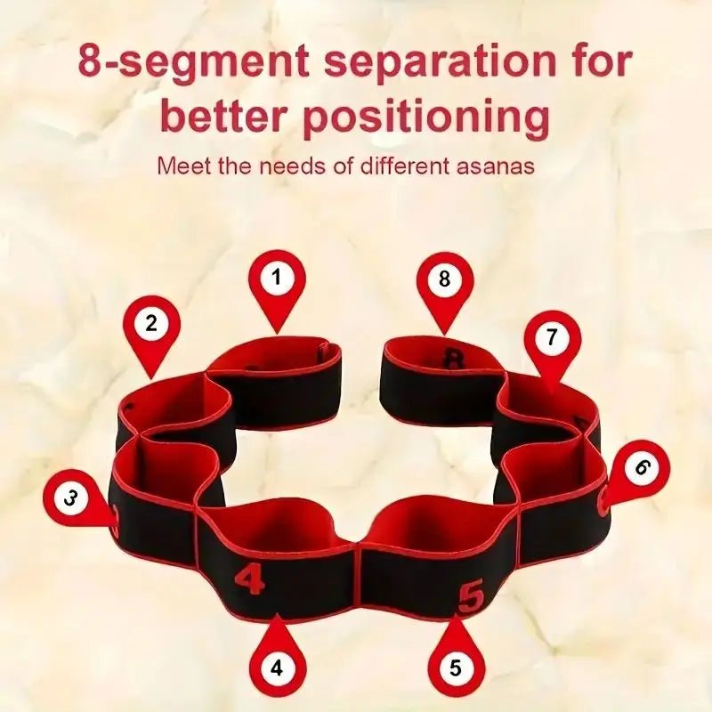 Yoga Elastic Resistance Band with 8 Rings – Pilates Stretching Rope - Adistore