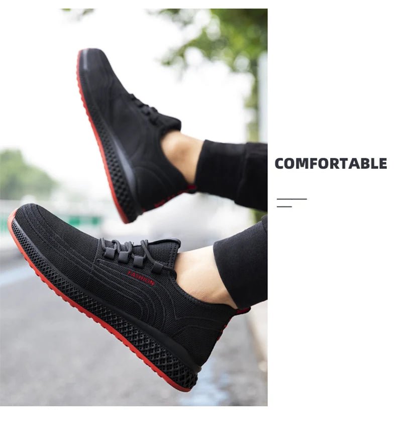 Manlegu Unisex Air Mesh Steel Toe Work Shoes Breathable Working Shoes Puncture-Proof.