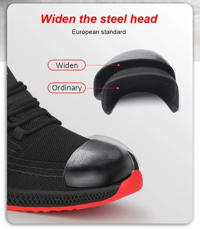 Manlegu Unisex Air Mesh Steel Toe Work Shoes Breathable Working Shoes Puncture-Proof.