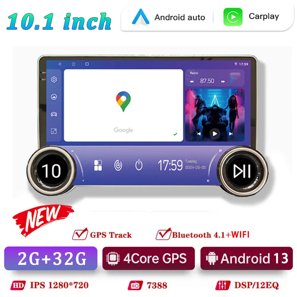 10.1" 2K 2Din Car Radio with CarPlay Android Auto | GPS Smart Player - Adistore