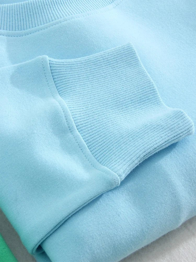 Blue Cotton Oversize Sweatshirt for Women – O-Neck Loose Pullover - Adistore