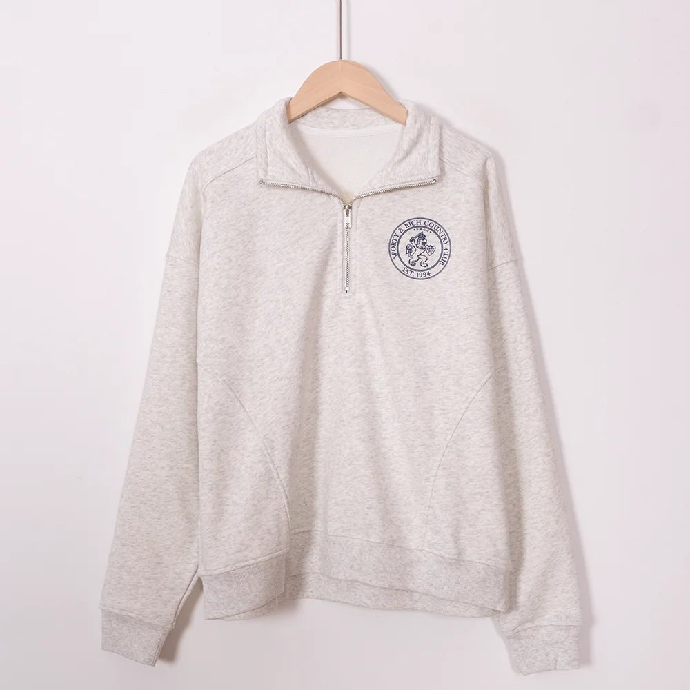 ZESSAM Club Graphic Sweatshirt – Women’s Long Sleeve with Collar - Adistore