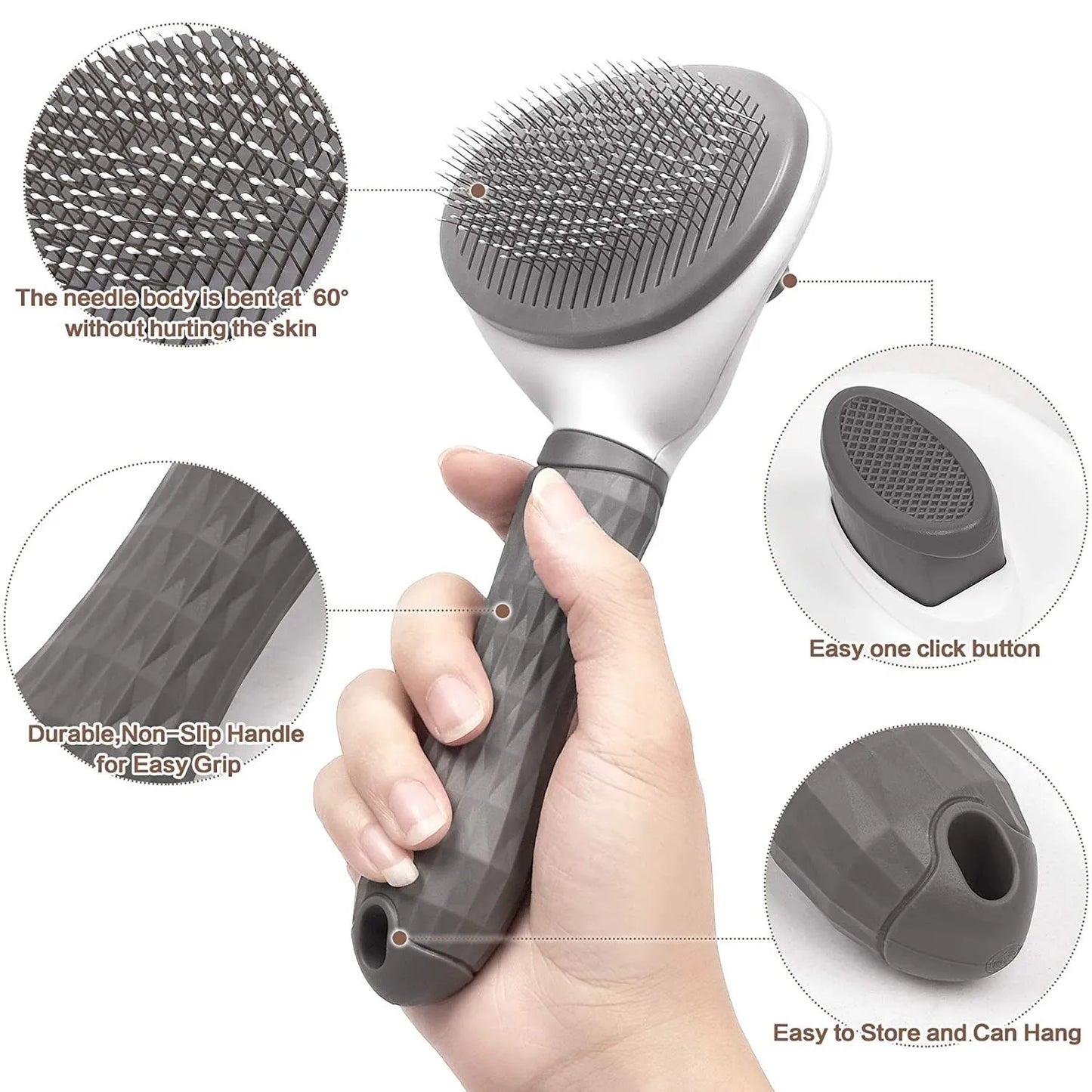 Self-Cleaning Pet Hair Remover Brush – Dog & Cat Grooming Comb - Adistore