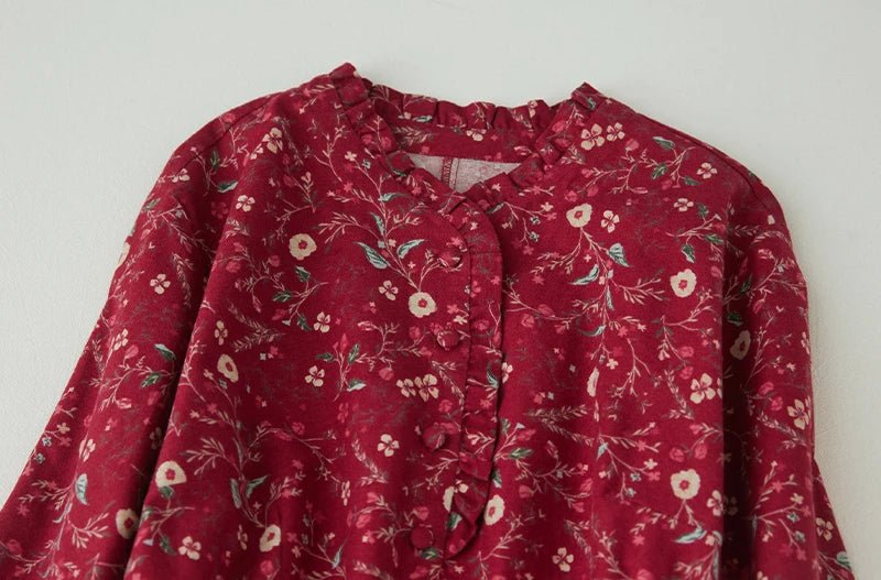 New Spring Autumn Cotton Print Vintage Dresses For Women.