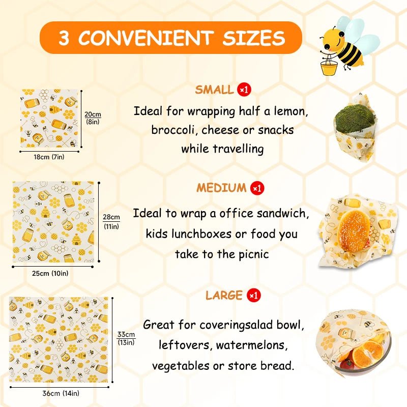 4/5 Pack Reusable Beeswax Bread Bag & Food Wraps – Eco-Friendly - Adistore