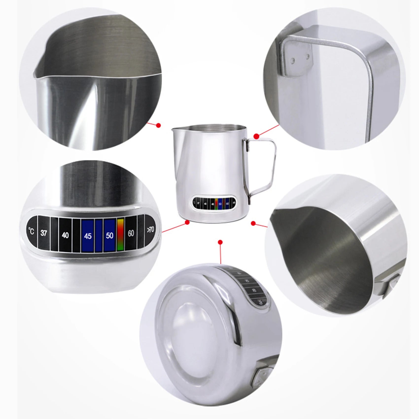 12oz/20oz Stainless Steel Milk Frothing Pitcher Jug – 350/600ML - Adistore