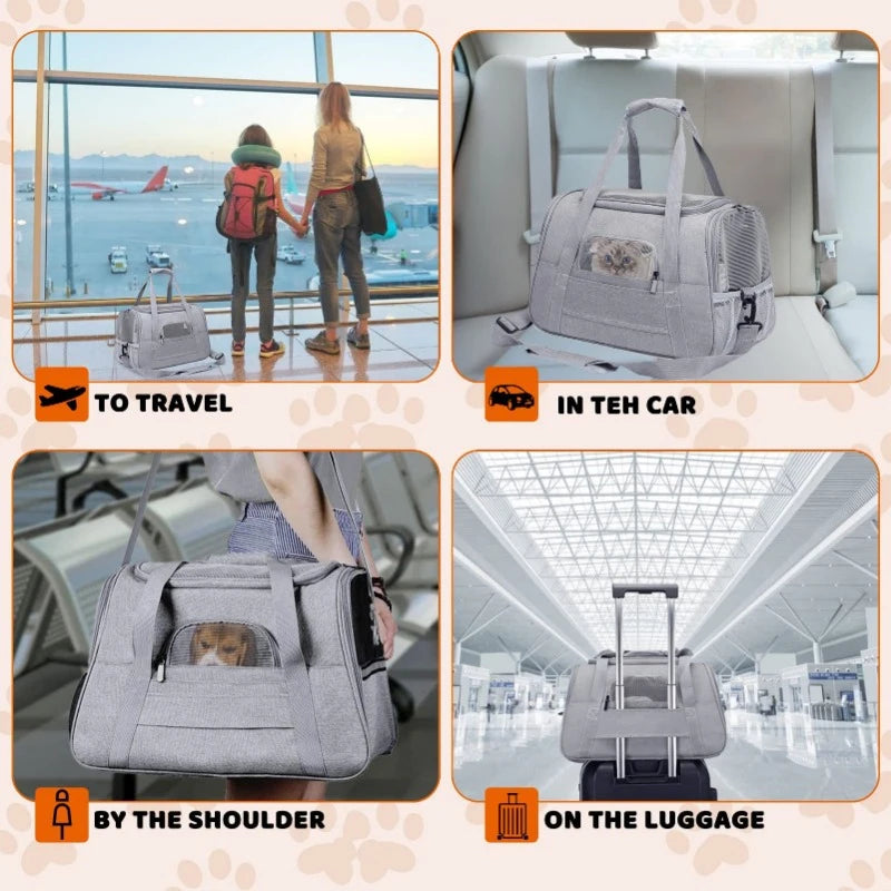 Foldable Pet Carrier Bag – Soft Mesh Travel Handbag for Cats & Dogs - Adistore