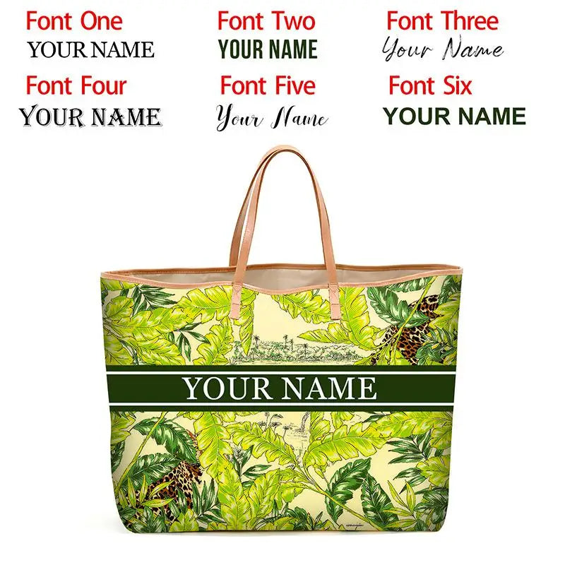 Custom Letter Stripe Tote Bag – Large Book & Travel Handbag for Women - Adistore