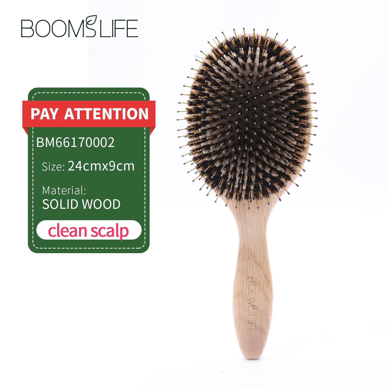 Boar Bristle Hair Brush & Oak Wood Comb – Scalp Massage & Detangling - Adistore