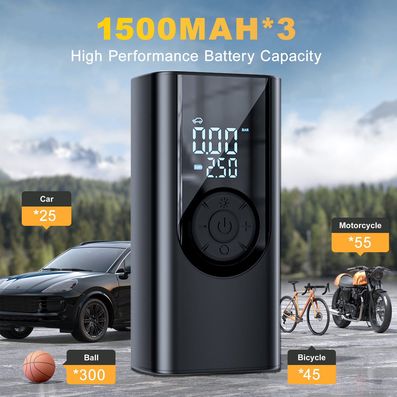 Wireless Portable Digital Tyre Inflator 150PSI  for Car & Bike.