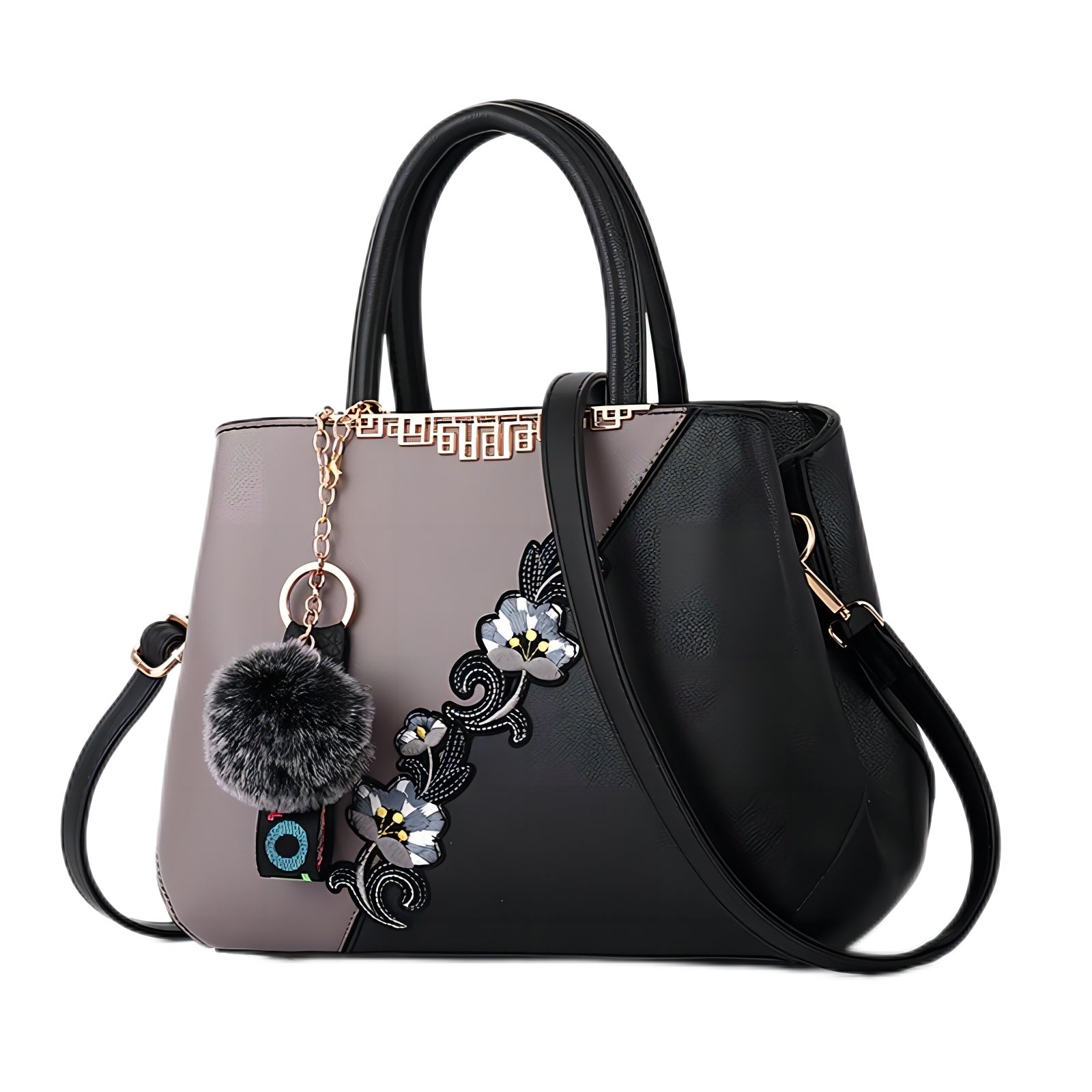 Fashionable women’s flower pattern crossbody handbag with splicing color design for ladies.