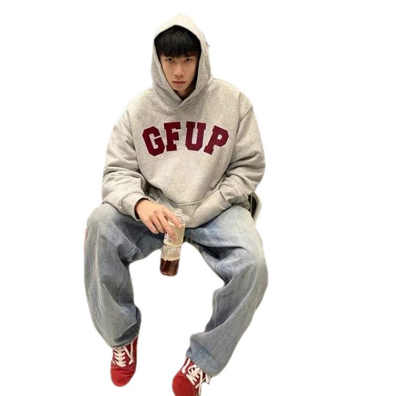 Men’s Heavy Hooded Sweater – American Retro Style Pullover Hoodie - Adistore