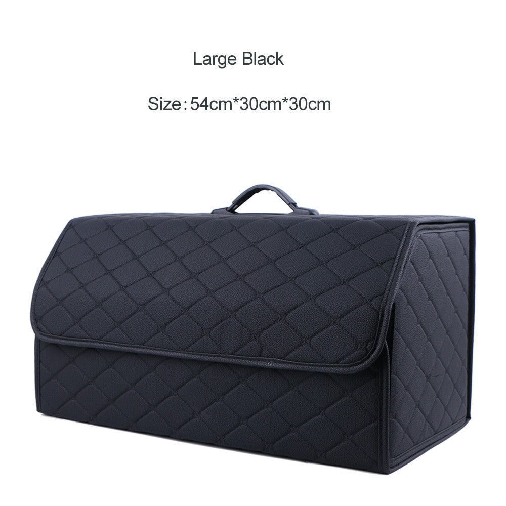 Leather Car Trunk Organizer Box – Large Capacity Folding Storage Bag - Adistore
