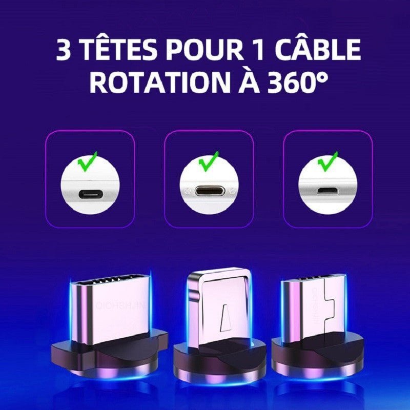 Elough 360° Rotate Magnetic Fast Charging Cable for iPhone & Xiaomi