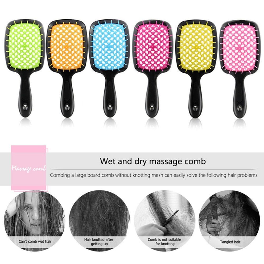 Detangling Hair Brush for Wet & Curly Hair β Massage Hollow Comb - Adistore
