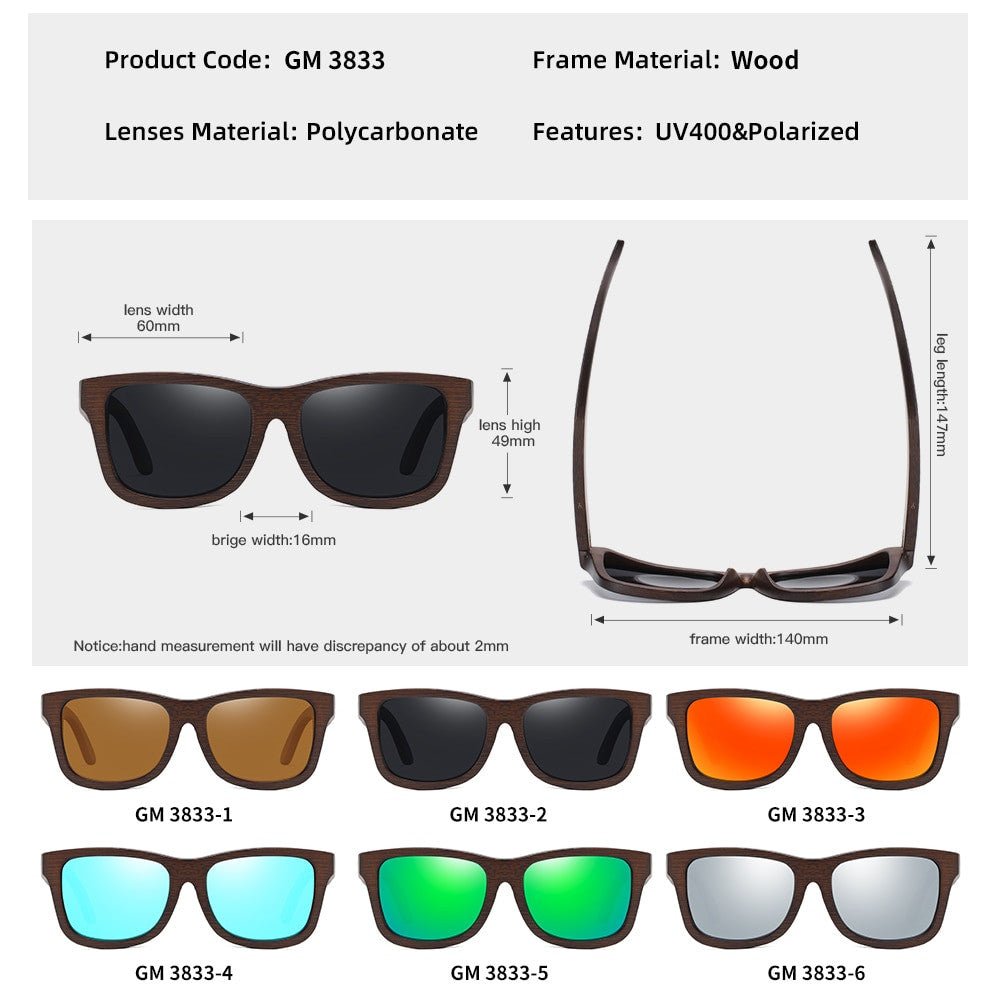 GM Handmade Bamboo Polarised Sunglasses – Natural Wood Shades - Adistore