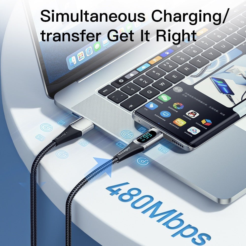 Essager PD 100W USB Type-C to Type-C Cable | 7A Fast Charging Wire for MacBook, Samsung, Xiaomi, and More