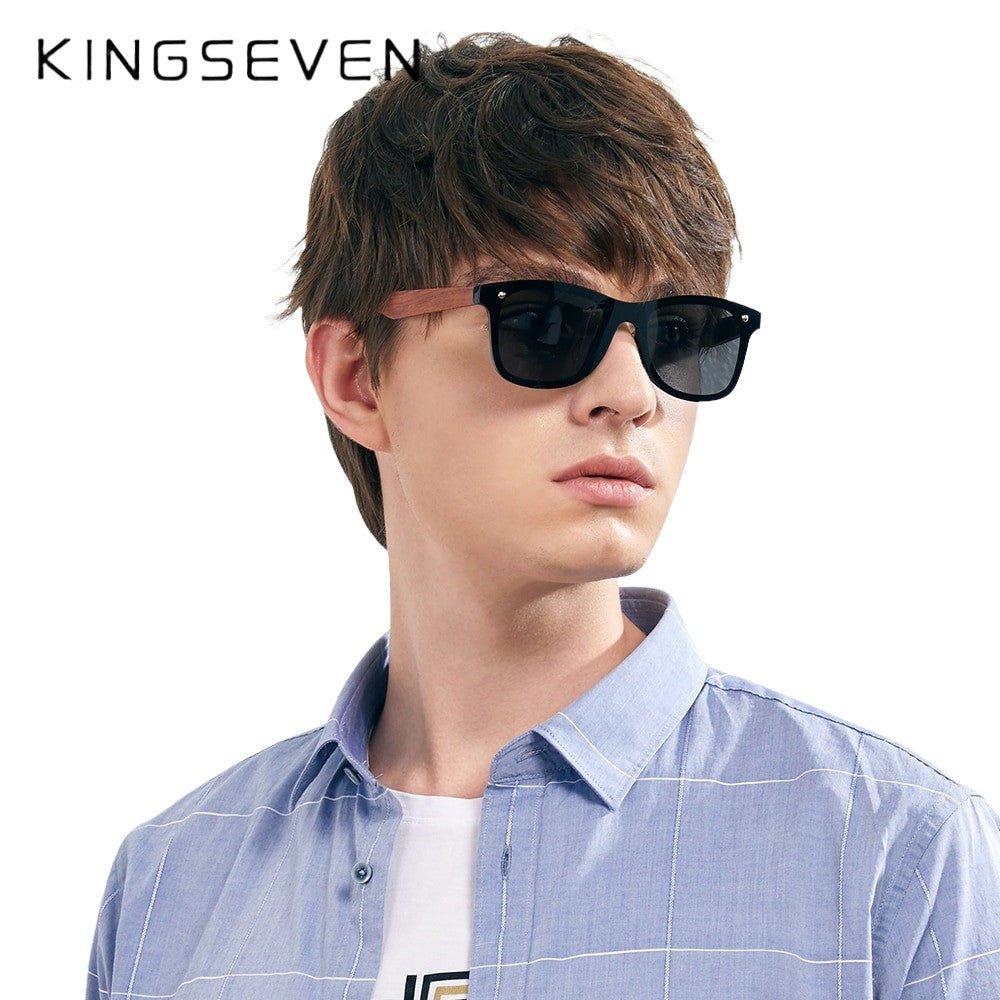 KINGSEVEN Wooden Polarised Sunglasses – Natural Men’s UV400 Shades - Adistore