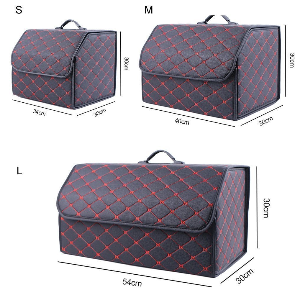 Leather Car Trunk Organizer Box – Large Capacity Folding Storage Bag - Adistore
