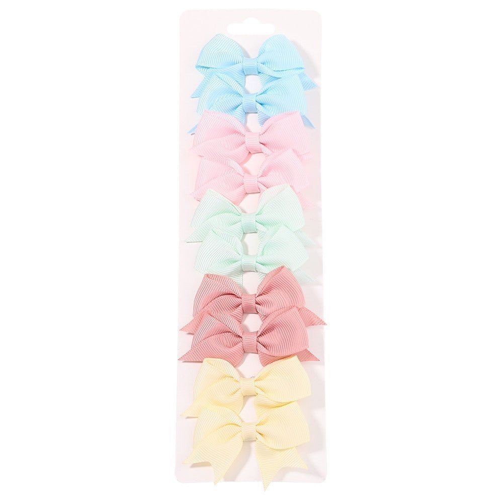 10Pcs Baby Girl Handmade Ribbon Bow Hair Clips – Soft & Stylish Set - Adistore