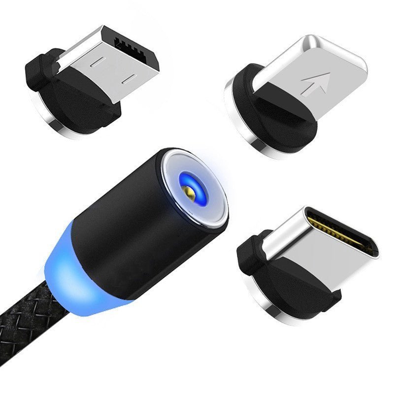 Elough 360-degree rotating magnetic fast charging cable compatible with iPhone and Xiaomi phones.