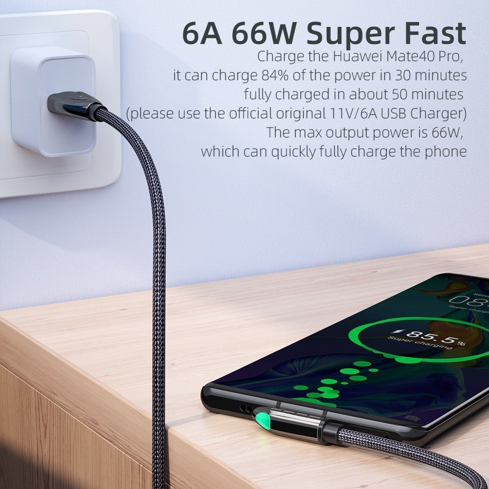 2m 180° Rotating Magnetic Charging Cable – Type-C, Micro, Lightning