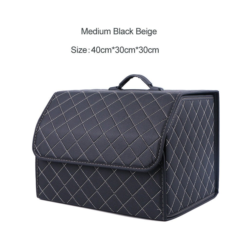 Leather Car Trunk Organizer Box – Large Capacity Folding Storage Bag - Adistore