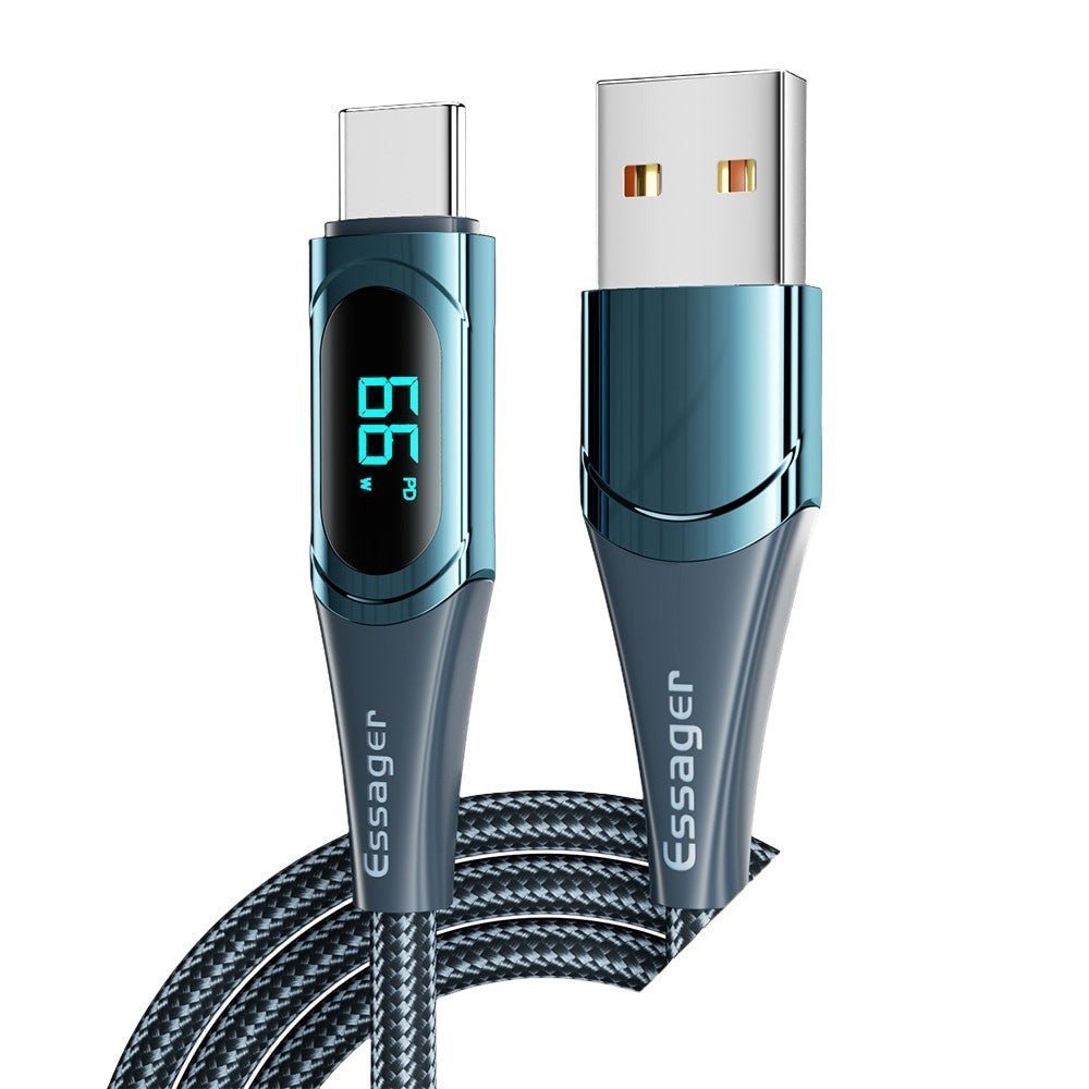 Essager PD 100W USB Type-C to Type-C Cable – 7A Fast Charging Wire for MacBook, Samsung, Xiaomi – Black Braided Design