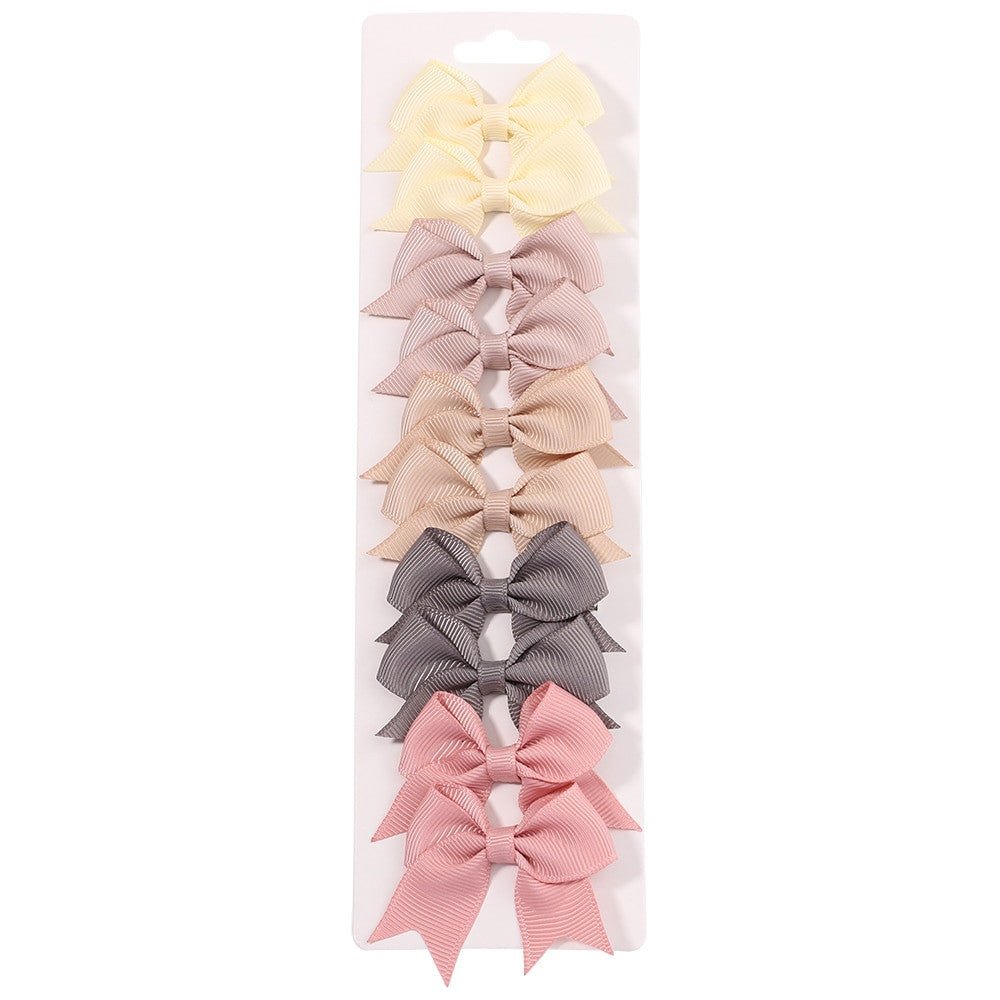 10Pcs Baby Girl Handmade Ribbon Bow Hair Clips – Soft & Stylish Set - Adistore