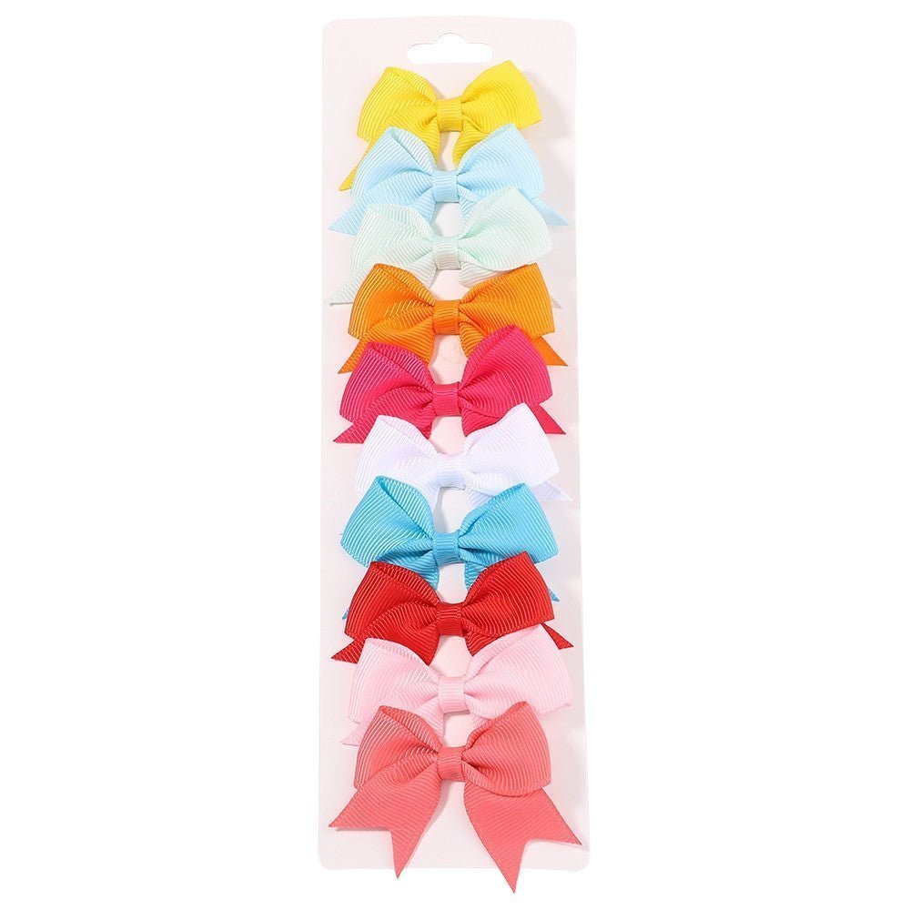 10Pcs Baby Girl Handmade Ribbon Bow Hair Clips – Soft & Stylish Set - Adistore