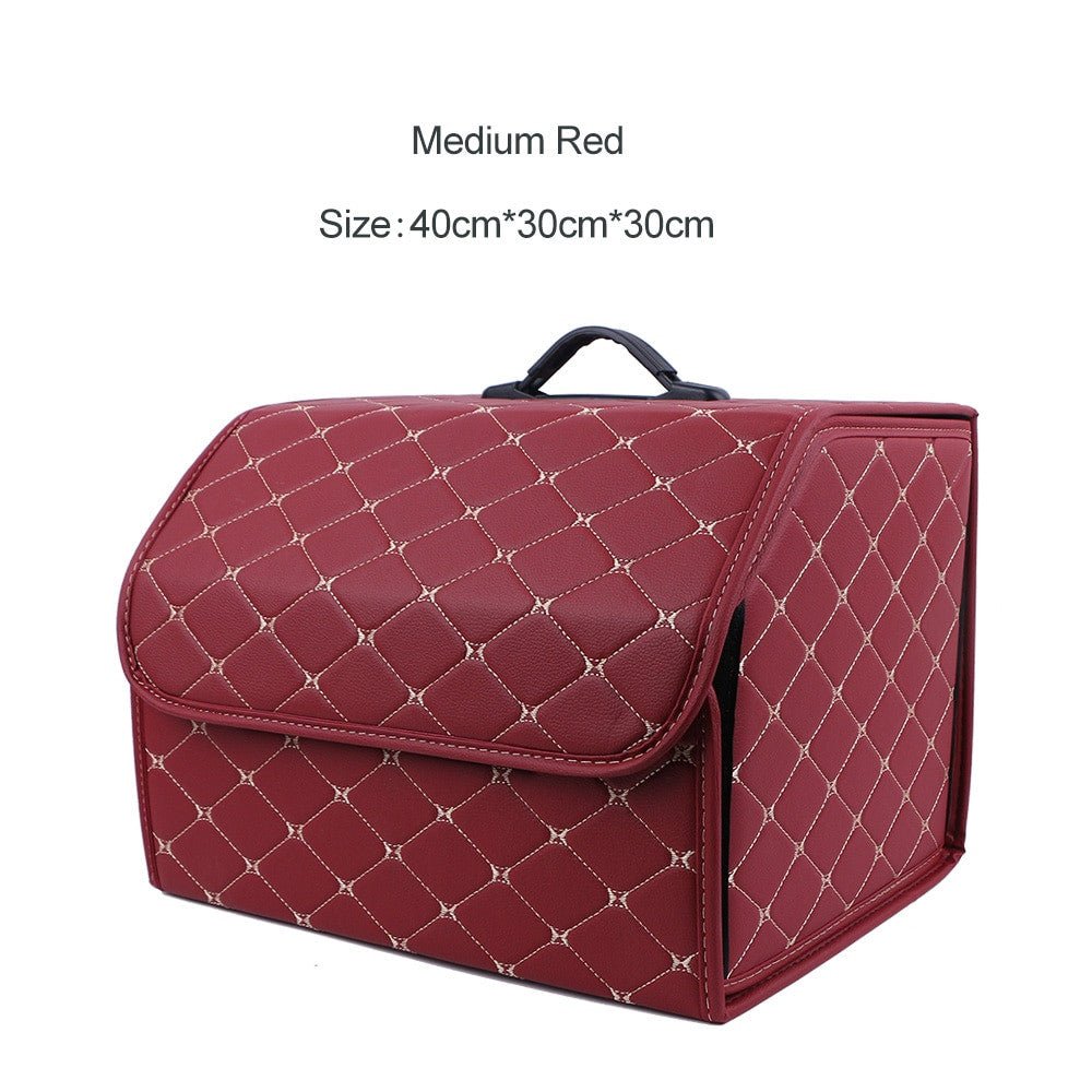 Leather Car Trunk Organizer Box – Large Capacity Folding Storage Bag - Adistore