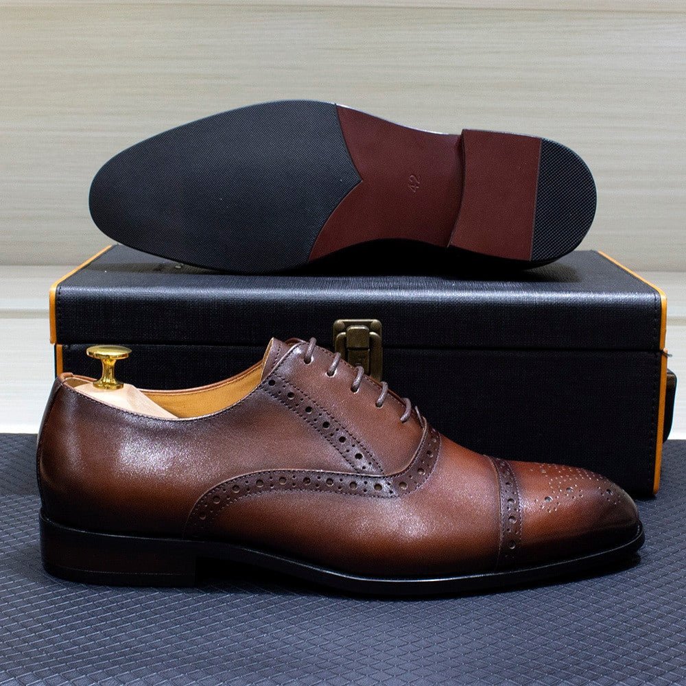 DESAI Formal British Men’s Leather Shoes – Breathable Oxford Wedding - Adistore