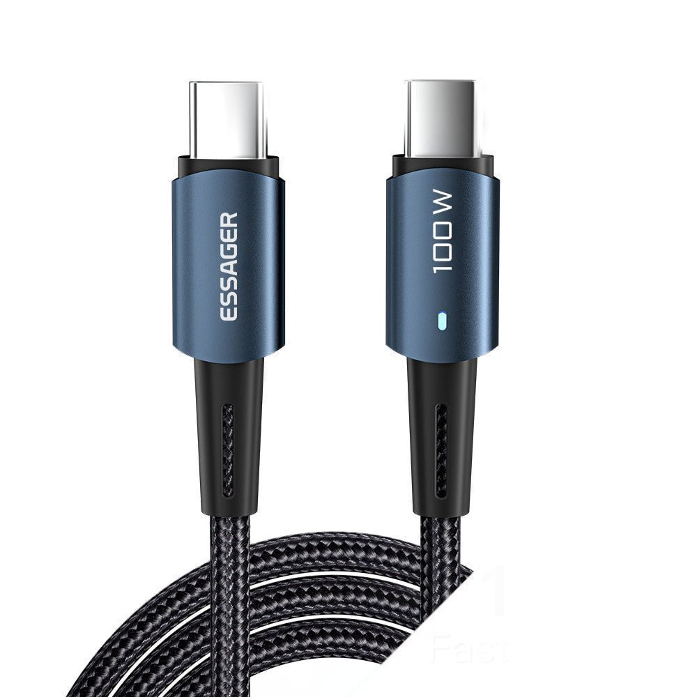 Essager 100W USB Type C to C Fast Charging Cable for MacBook, iPad, and Smartphones – Nylon Braided