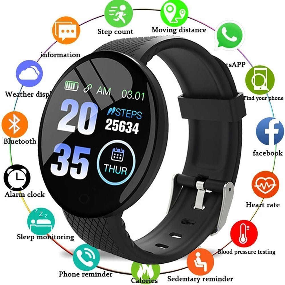 D18 Multi-Functional Smart Watch – Color Round Screen Fitness Tracker - Adistore