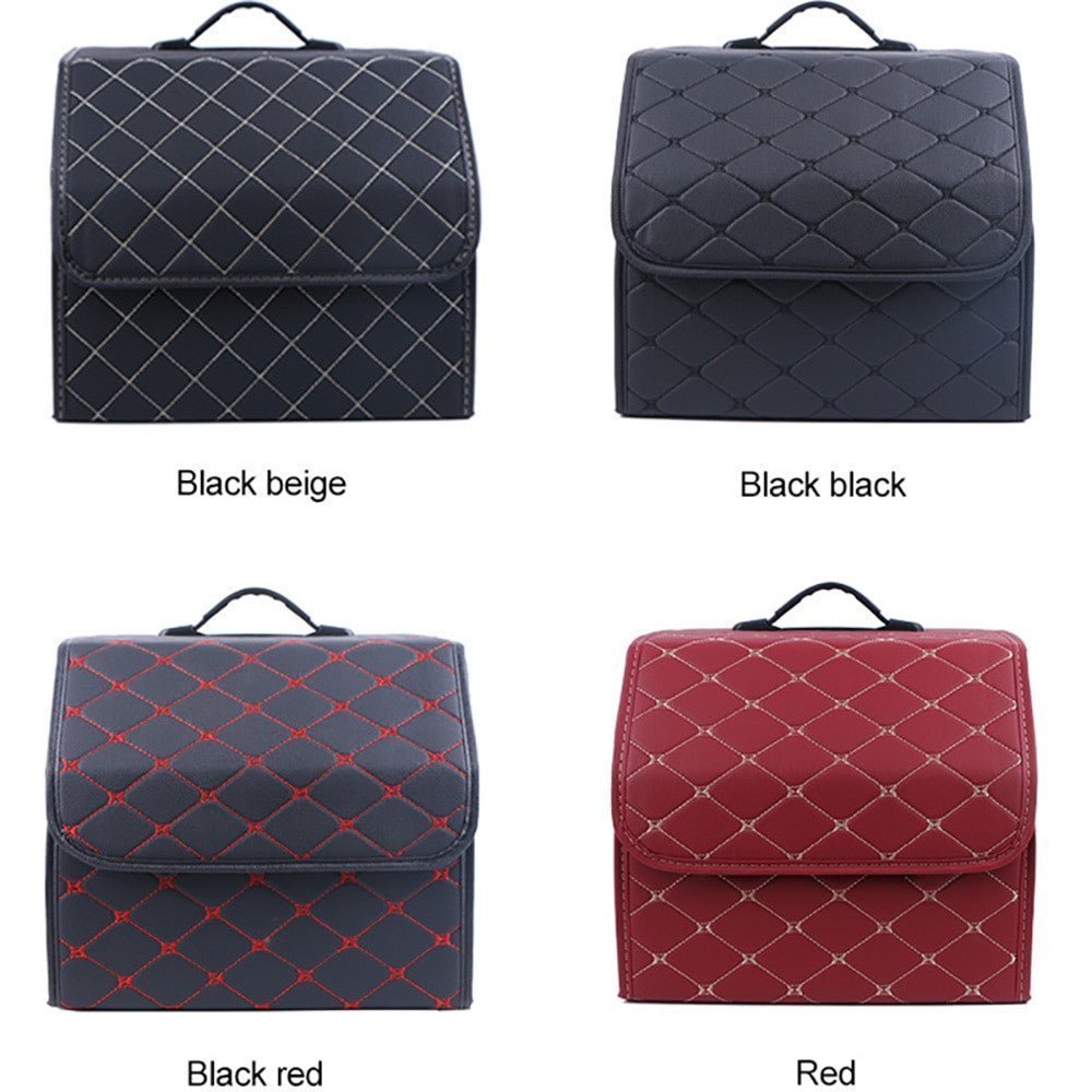 Leather Car Trunk Organizer Box – Large Capacity Folding Storage Bag - Adistore