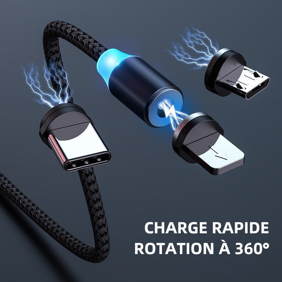 Elough 360° Rotate Magnetic Fast Charging Cable for iPhone & Xiaomi