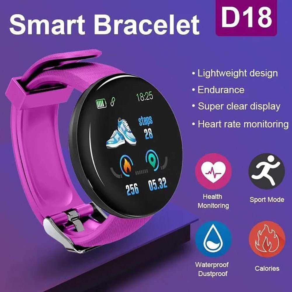 D18 Multi-Functional Smart Watch – Color Round Screen Fitness Tracker - Adistore