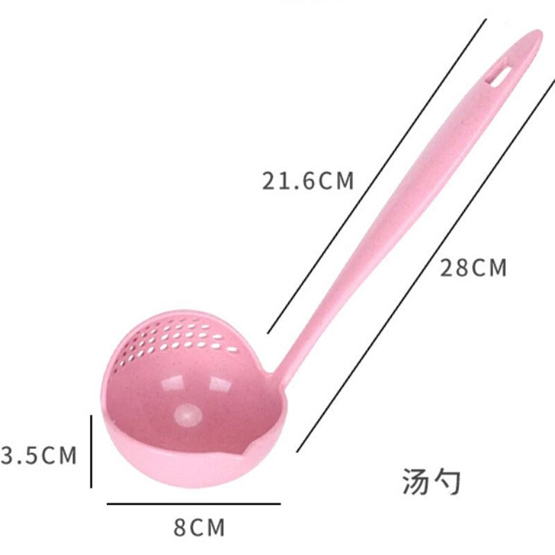 Creative 2-in-1 Wheatgrass Kitchen Spoon & Colander – Long Handle Tool - Adistore