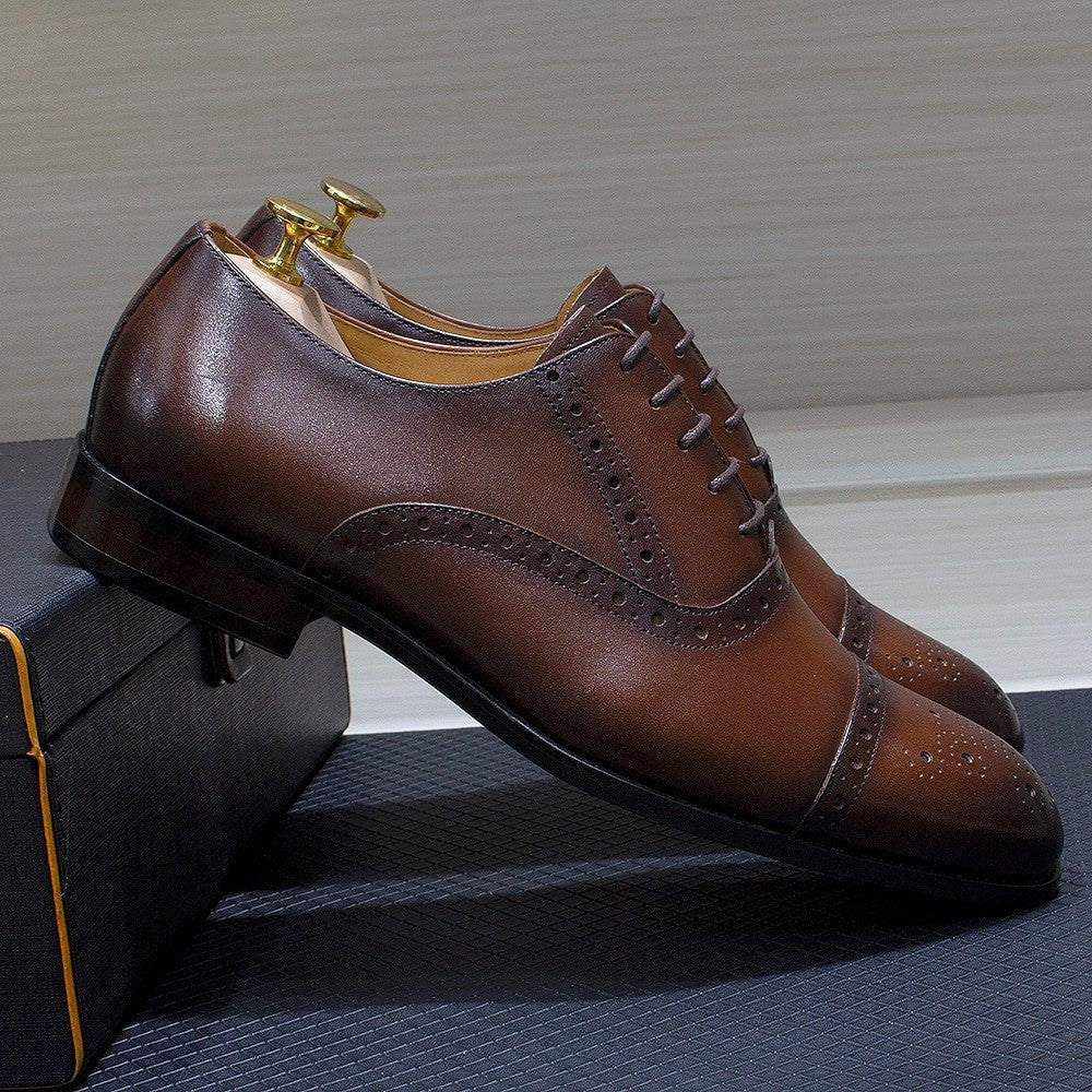 DESAI Formal British Men’s Leather Shoes – Breathable Oxford Wedding - Adistore