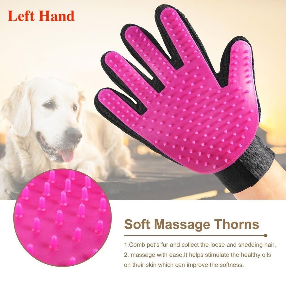 Pet Grooming Glove – Dog & Cat Brush with Finger Massage Cleaning - Adistore
