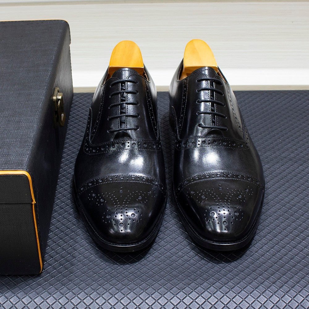 DESAI Formal British Men’s Leather Shoes – Breathable Oxford Wedding - Adistore