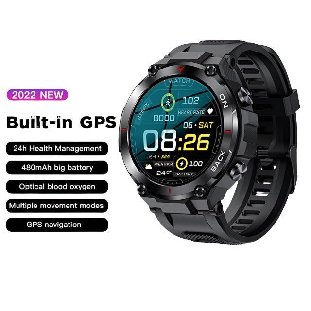 LIGE Men’s GPS Smart Watch – IP68 Waterproof Fitness Tracker with 480mAh Battery - Adistore