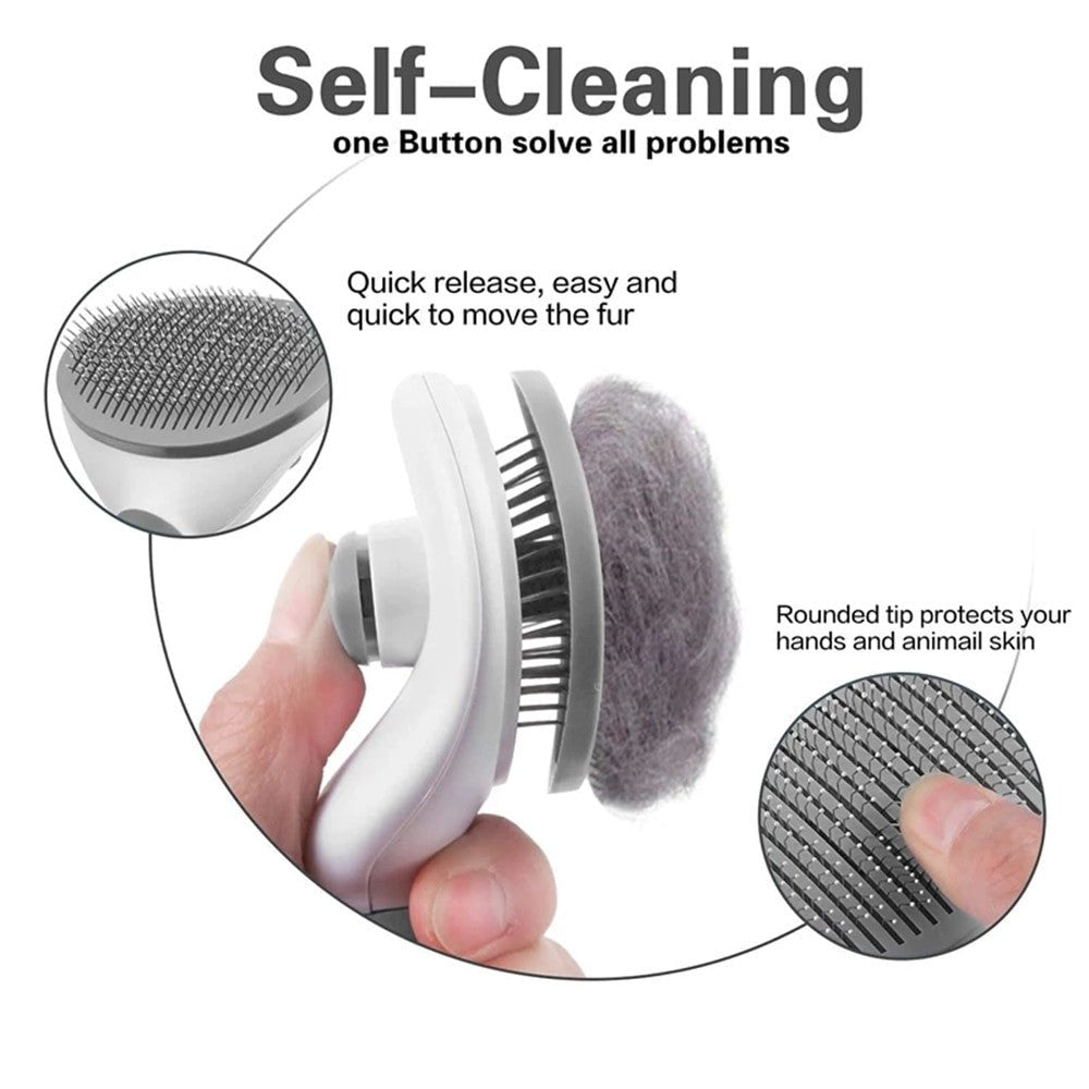 Auto Self-Cleaning Pet Hair Brush for Dogs & Cats – Easy Grooming - Adistore