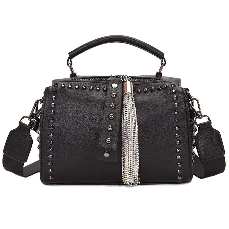 Fashion Rivet Women’s Handbag – Black Tote, Crossbody & Shoulder Bag - Adistore