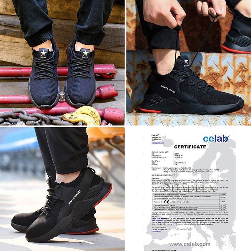 SUADEX Men’s Steel Toe Work Safety Shoes – Anti-Smash & Puncture-Proof - Adistore