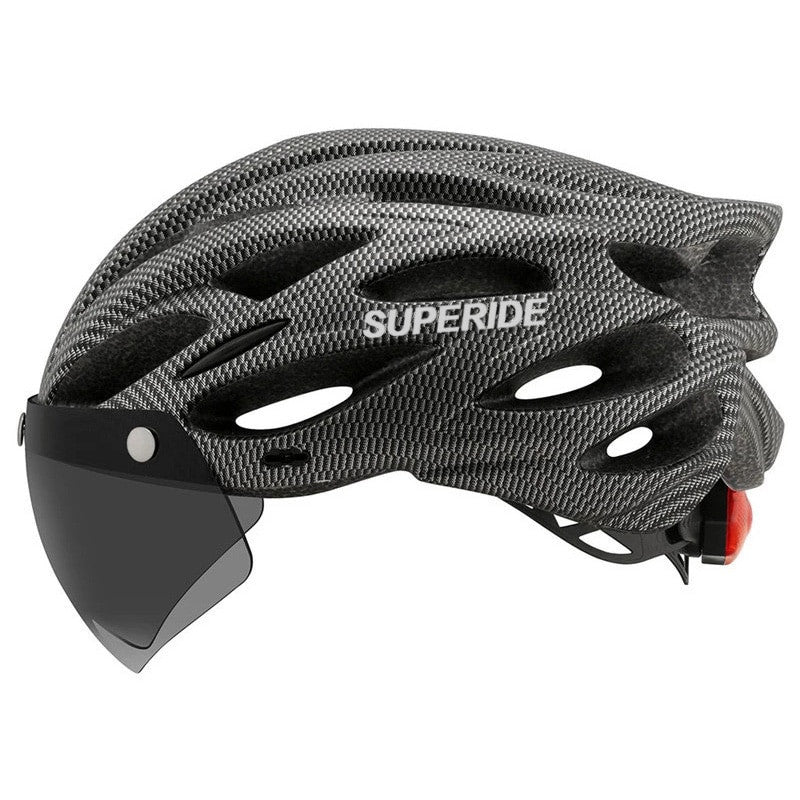 SUPERIDE Cycling Helmet with Rear Light, Goggles & Visor – Unisex - Adistore