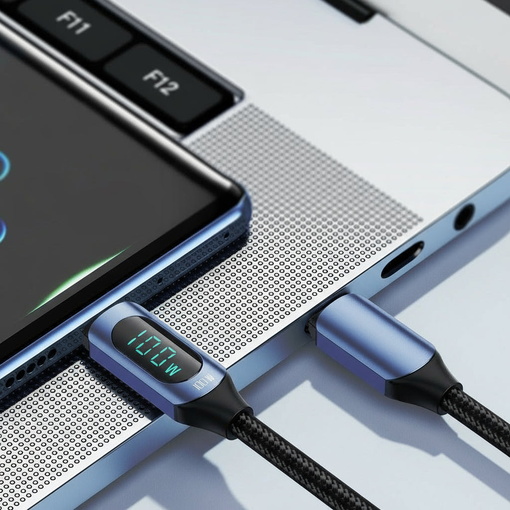 Toocki 66W USB Type C fast charging cable compatible with iPhone 15, Xiaomi POCO F3, Realme, MacBook, and iPad