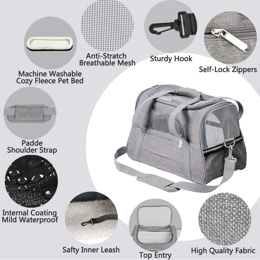 Dog Carrier Bag Soft Side Backpack Cat Pet Carriers Dog Travel Bags Airline Approved