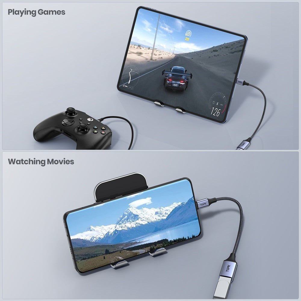 TOPK USB-C to USB Adapter – Male to Female Cable for MacBook Pro & Samsung