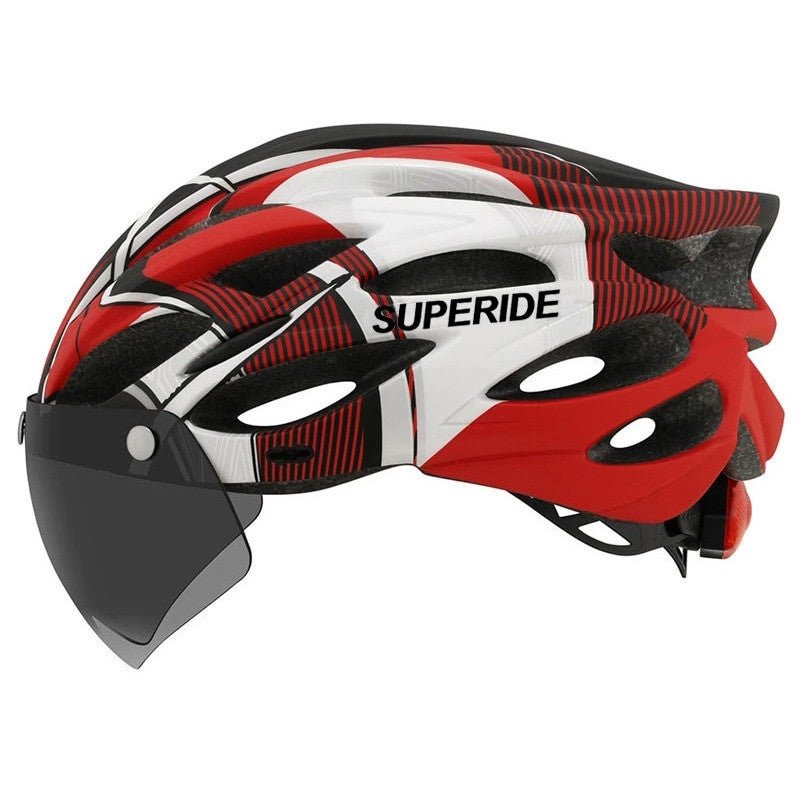 SUPERIDE Cycling Helmet with Rear Light, Goggles & Visor – Unisex - Adistore
